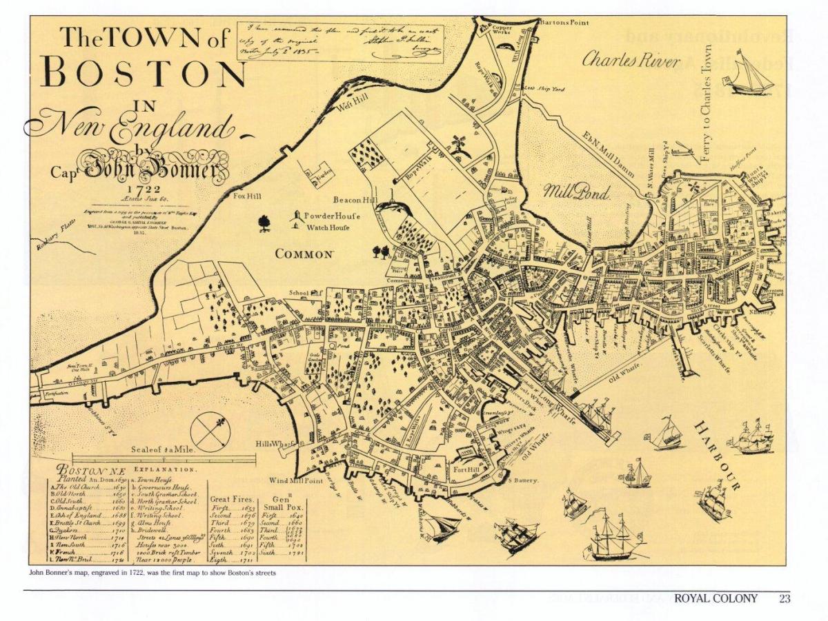 gamle kort over Boston