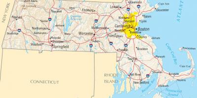Kort over Boston amerikas forenede stater
