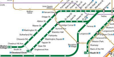 MBTA grønne linje kort