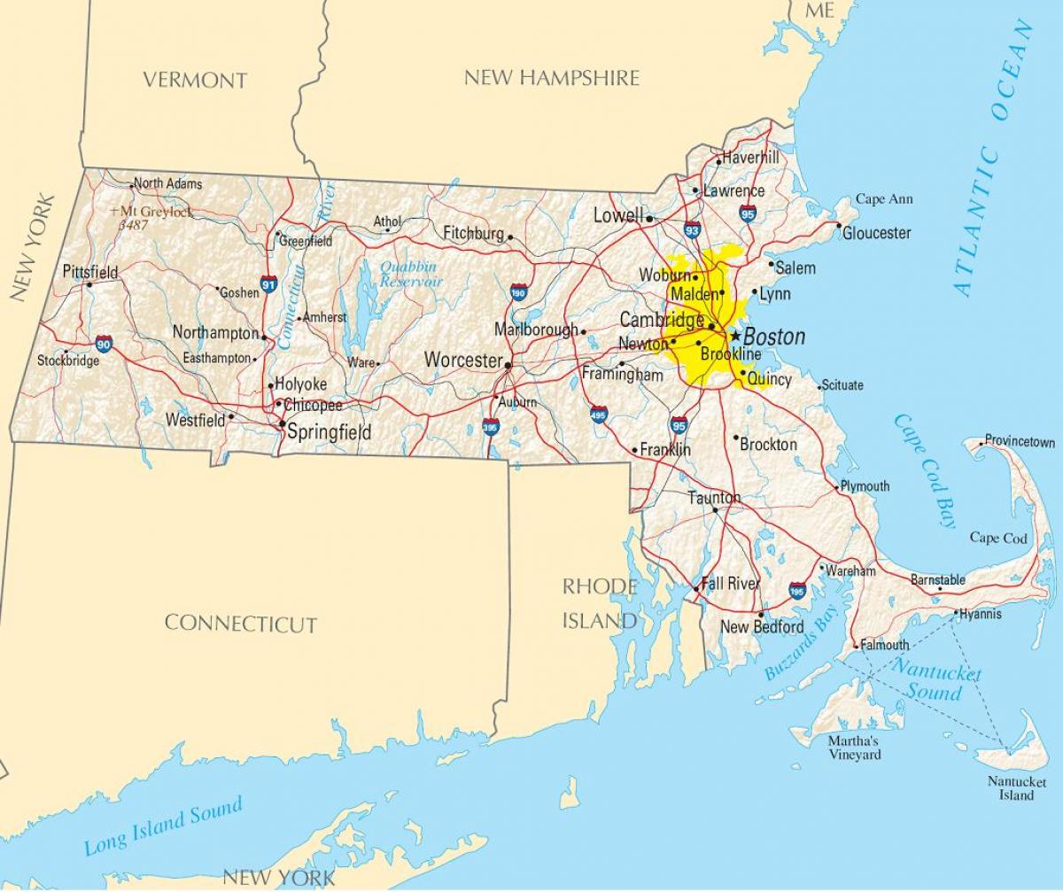 kort over Boston amerikas forenede stater