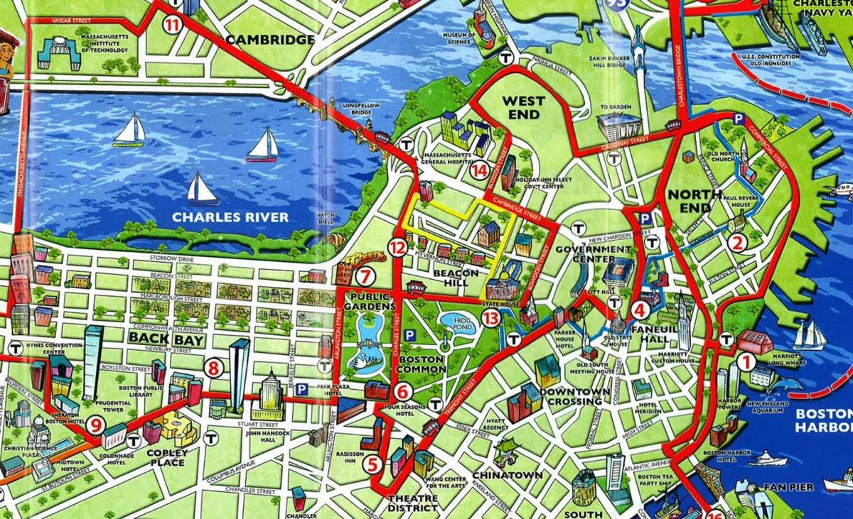 kort over Boston attraktioner