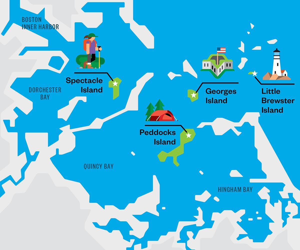 kort over Boston harbor islands