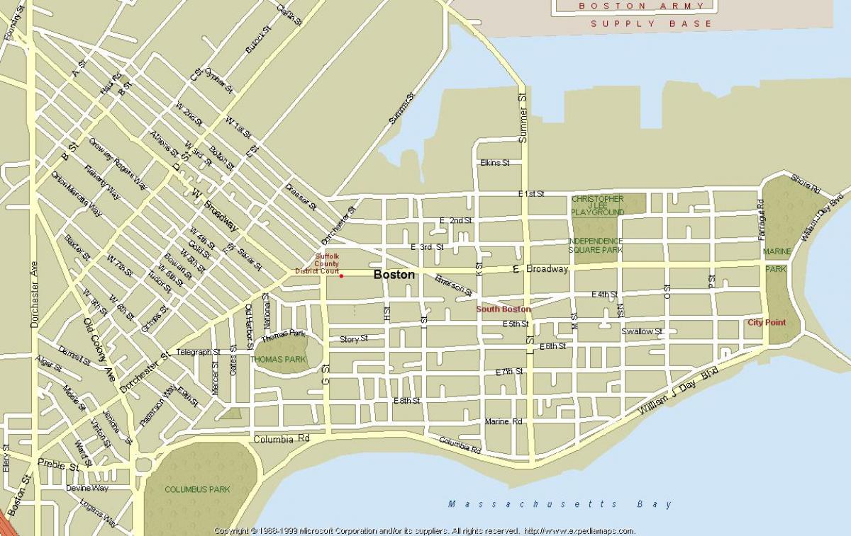 kort over Boston mass