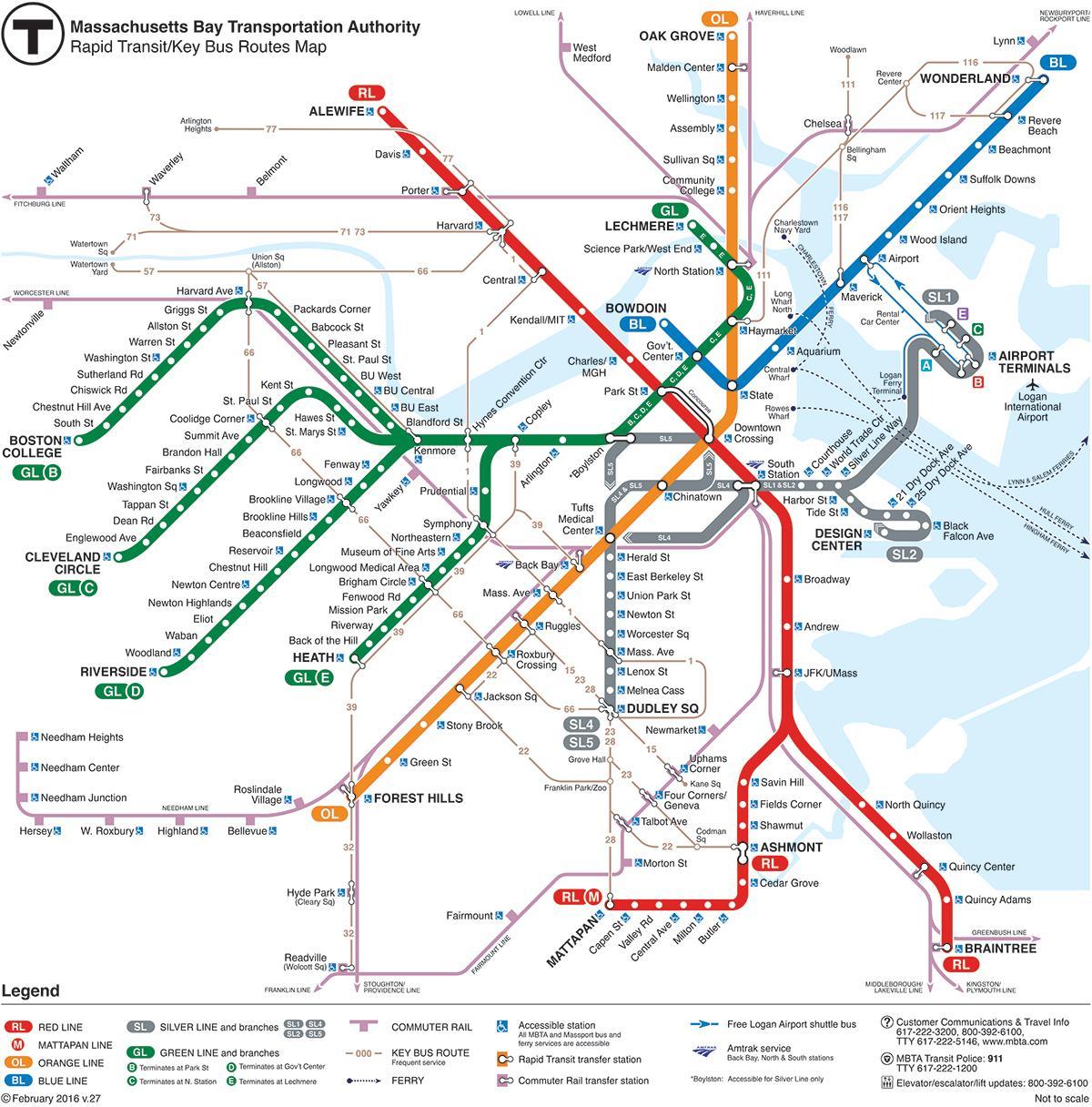 Boston metro-kort over området