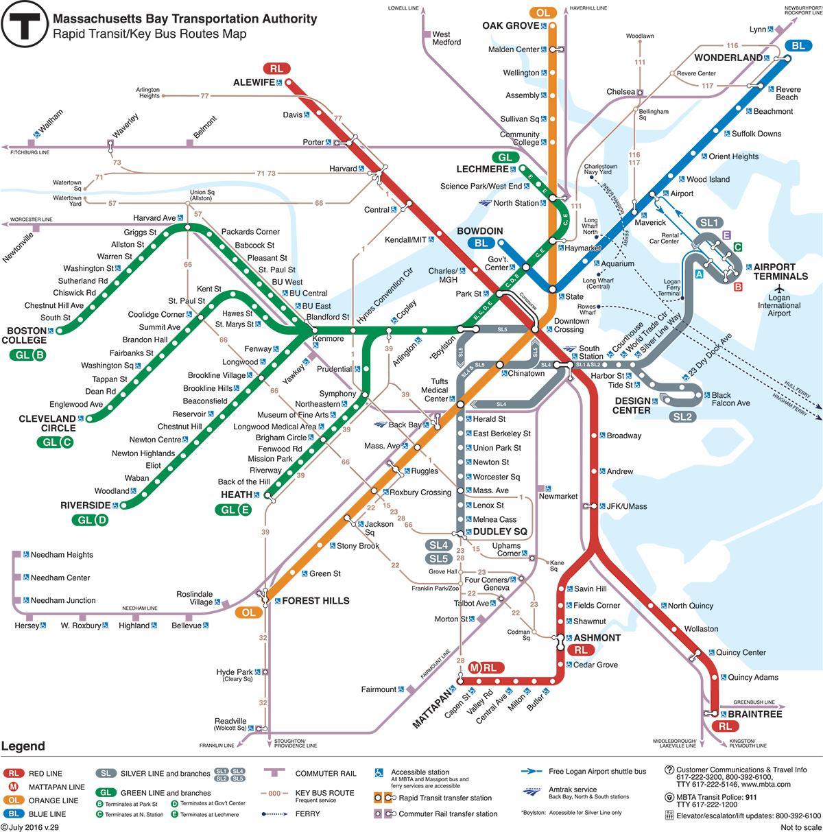 kort over Boston subway