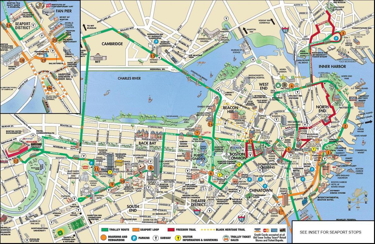 Boston trolley tours kort