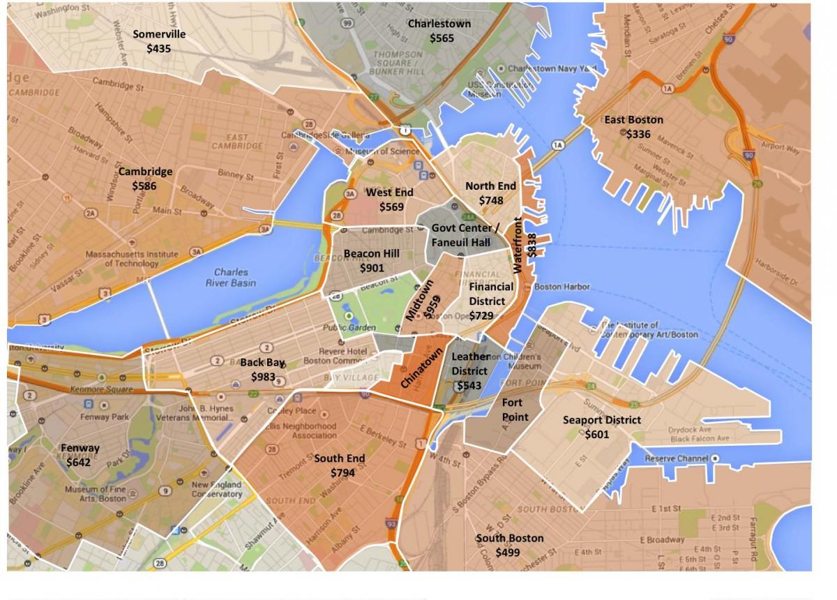 city of Boston zoneinddeling kort