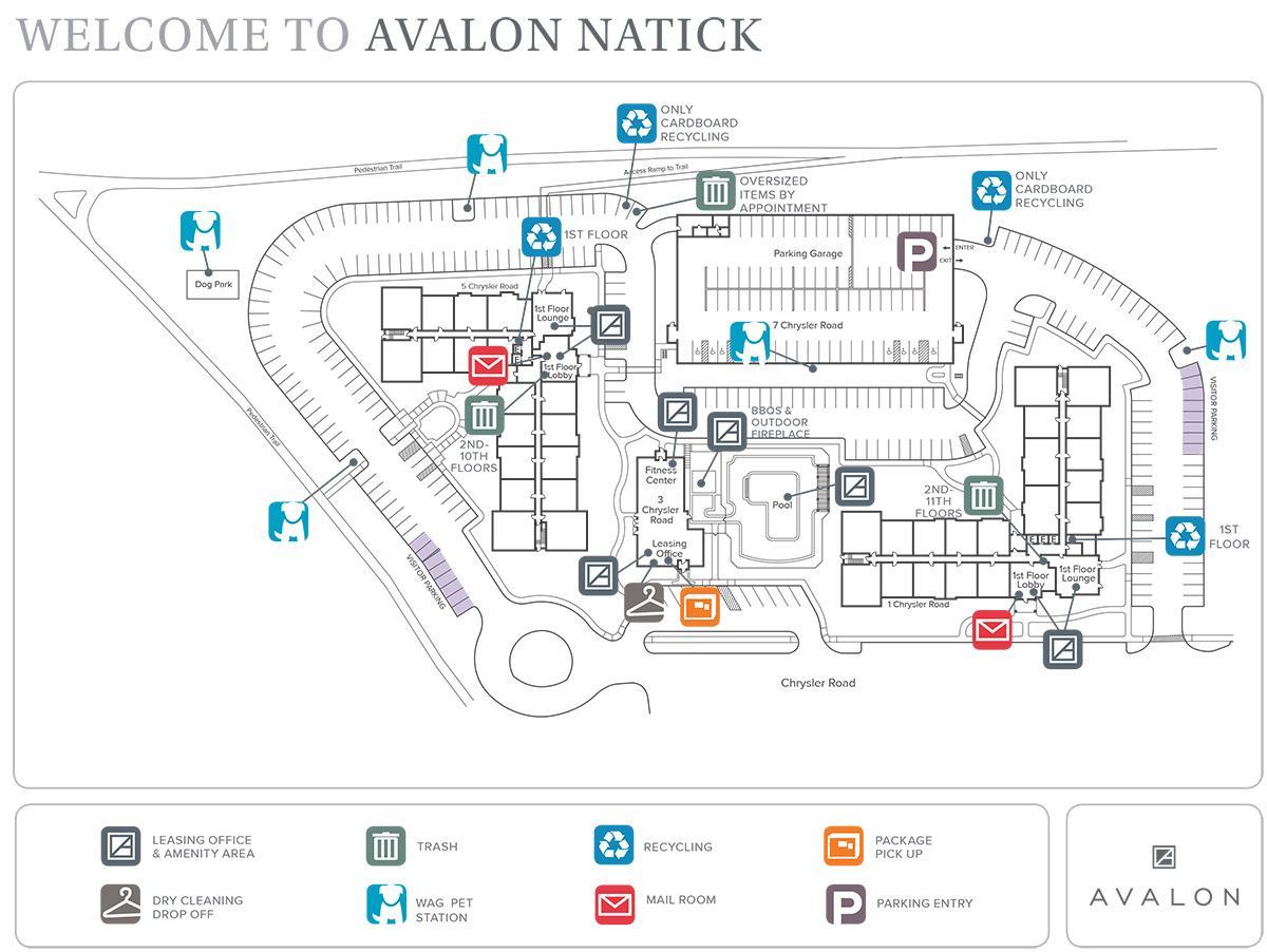 kort over Natick Mall