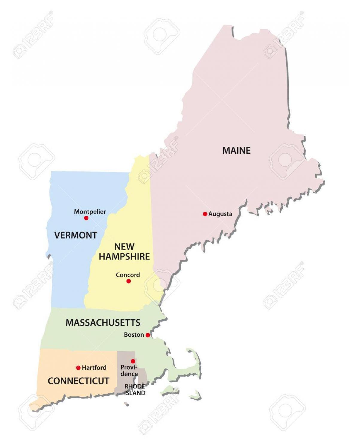 kort over New England stater