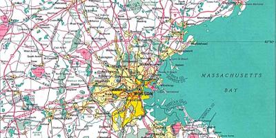 Kort over større Boston-området
